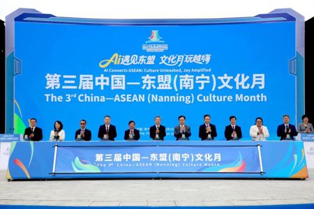 beat365官网师生在中国—东盟（南宁）文化月开幕式亮丽登场